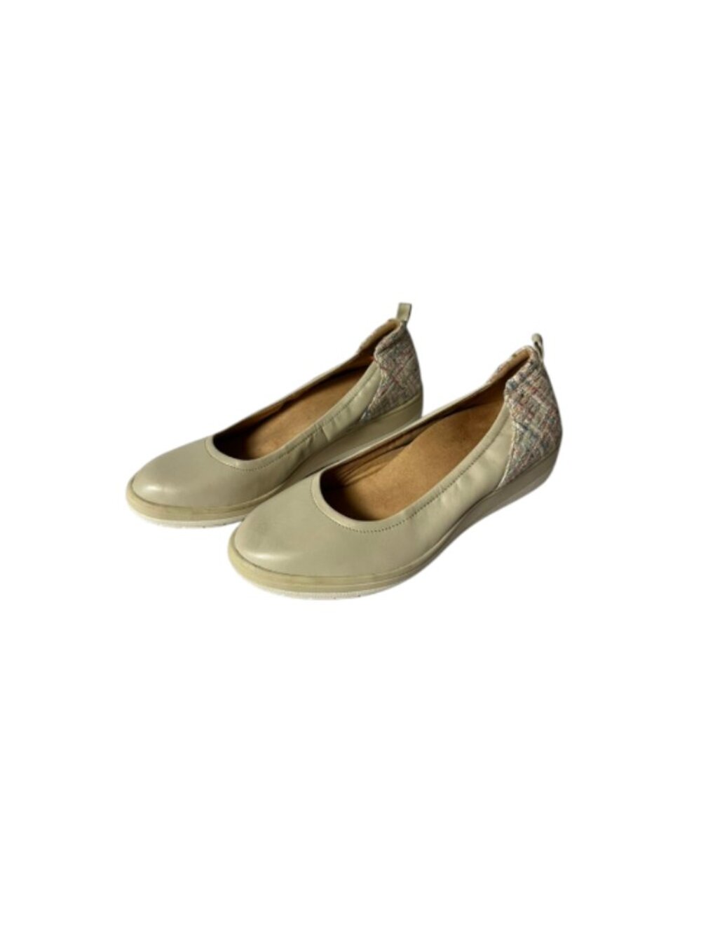 Vionic Jacey leather cream wedge heel shoes